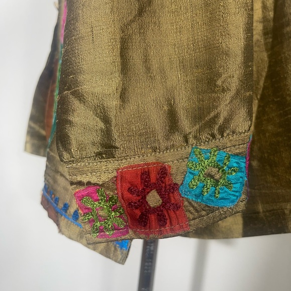 Sandy Starkman 100% Silk Embroidered Patchwork Jacket Vintage Size 1x Boho Art - Picture 12 of 16